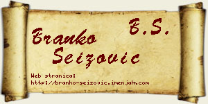 Branko Seizović vizit kartica